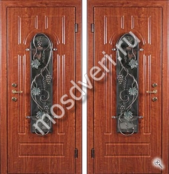 Парадная дверь МДФ со стеклопакетом и художественной ковкой - купить от производителя Мосдвери Парадная дверь МДФ со стеклопакетом и художественной ковкой